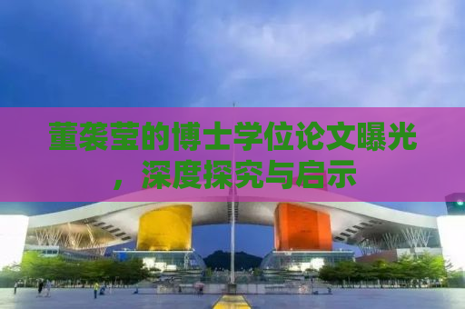 董袭莹的博士学位论文曝光，深度探究与启示